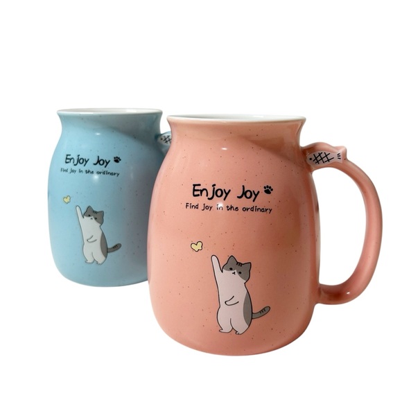 Cat Lovers Mug “Enjoy Joy, Find Joy in the Ordinary” PINK MUG ONLY Kawaii Cat - Picture 2 of 6